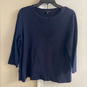COS Midnight Blue Knit Top cotton ruffled back Medium